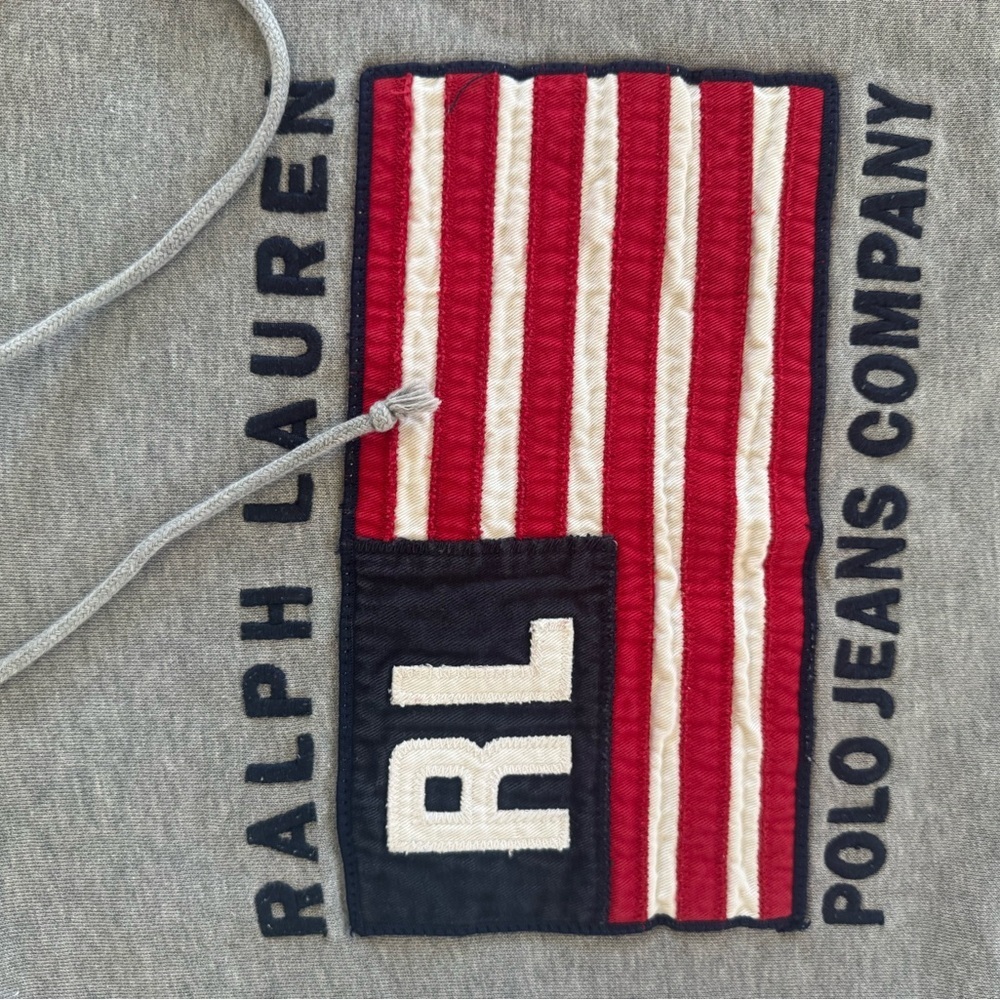 Ralph Lauren Gray Hoodie with Flag Design - Picture 5 of 6